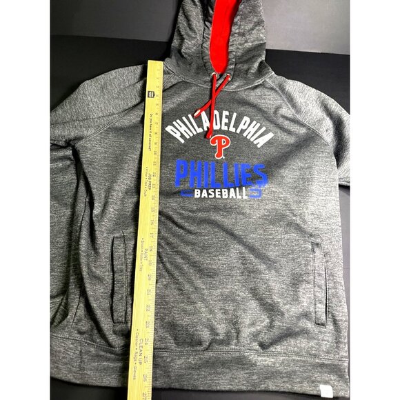 Philadelphia Phillies Fanatics Hoodie Gray Red Medium Baseball Fleece Pullover - Picture 5 of 9
